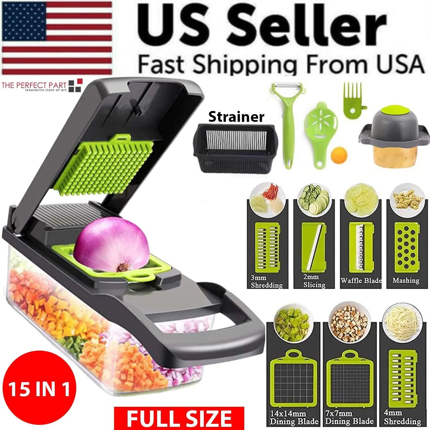 14-In-1 Vegetable Fruit Chopper Cutter Food Onion Veggie Dicer Slicer Kitchen